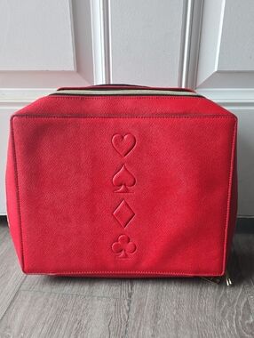 Estée Lauder Red Cosmetic Case Playing Card Red Embossed Card Suit Tote Bag